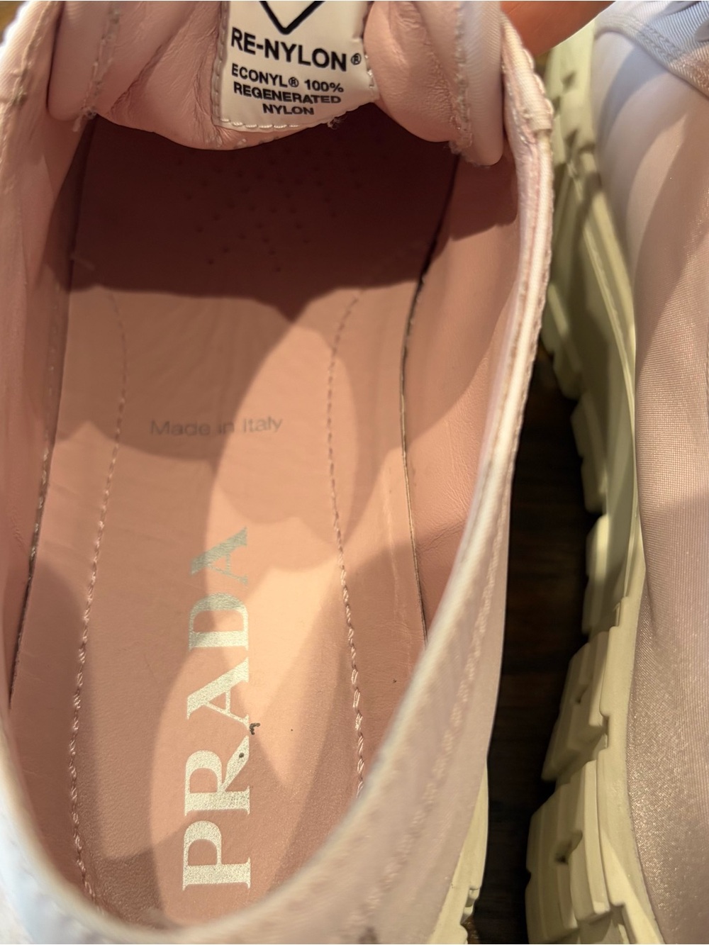 Prada Double Wheel Light Pink Nylon Chunky Platform Sneakers, Size 38.5 - Picture 5 of 10